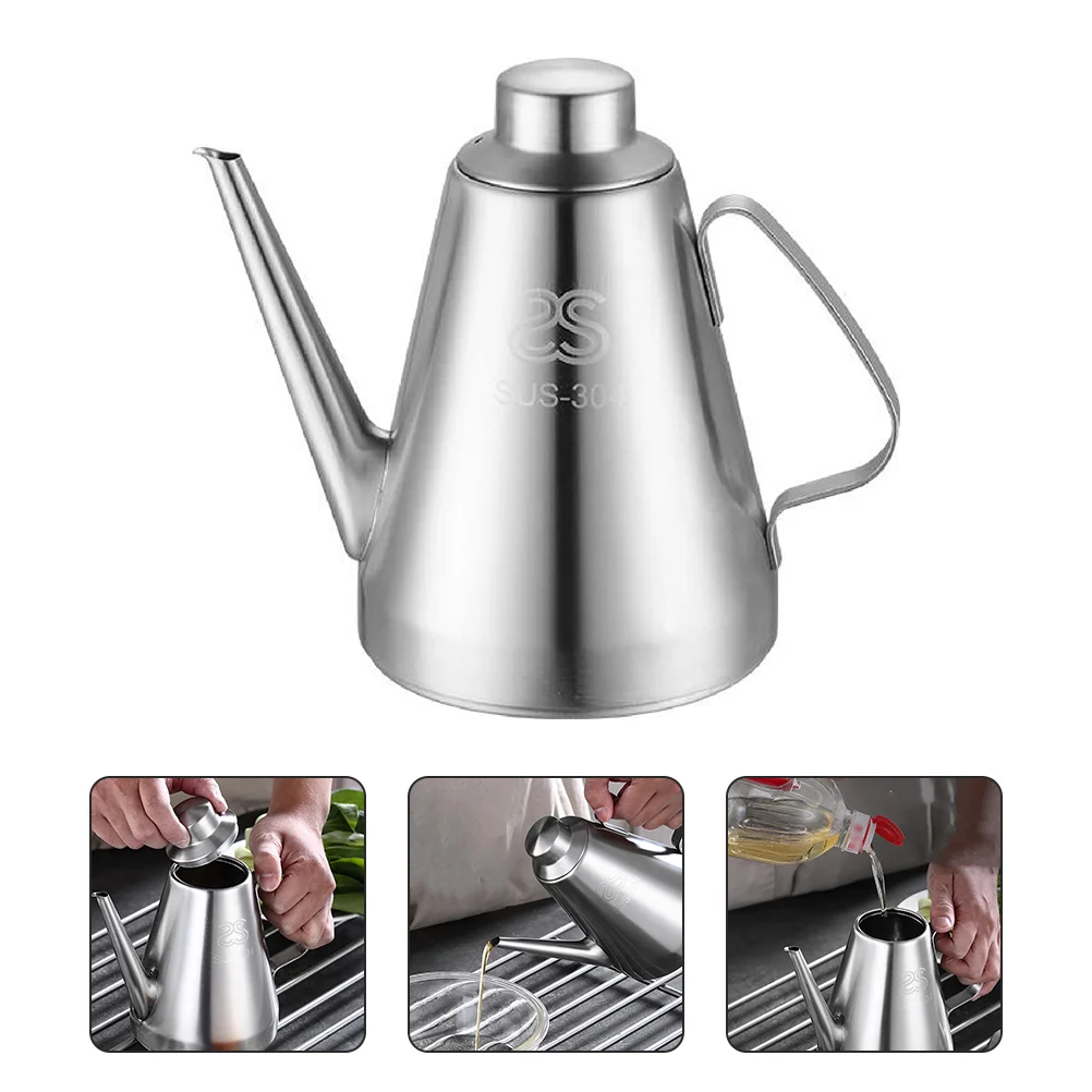 

Stainless Steel Oil Pot Soy Sauce Container Syrup Handle Seasoning Bottle Multi-use Condiment
