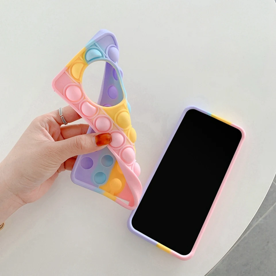 silicone cover with s pen Đẩy Bubble Pop Ốp Lưng Dành Cho Samsung Galaxy Samsung Galaxy S21 Fe 5G S20 Cực S10 Plus S21fe Note 20 10 9 8 S9 Note9 Note10 Note8 S10plus Bao samsung silicone cover