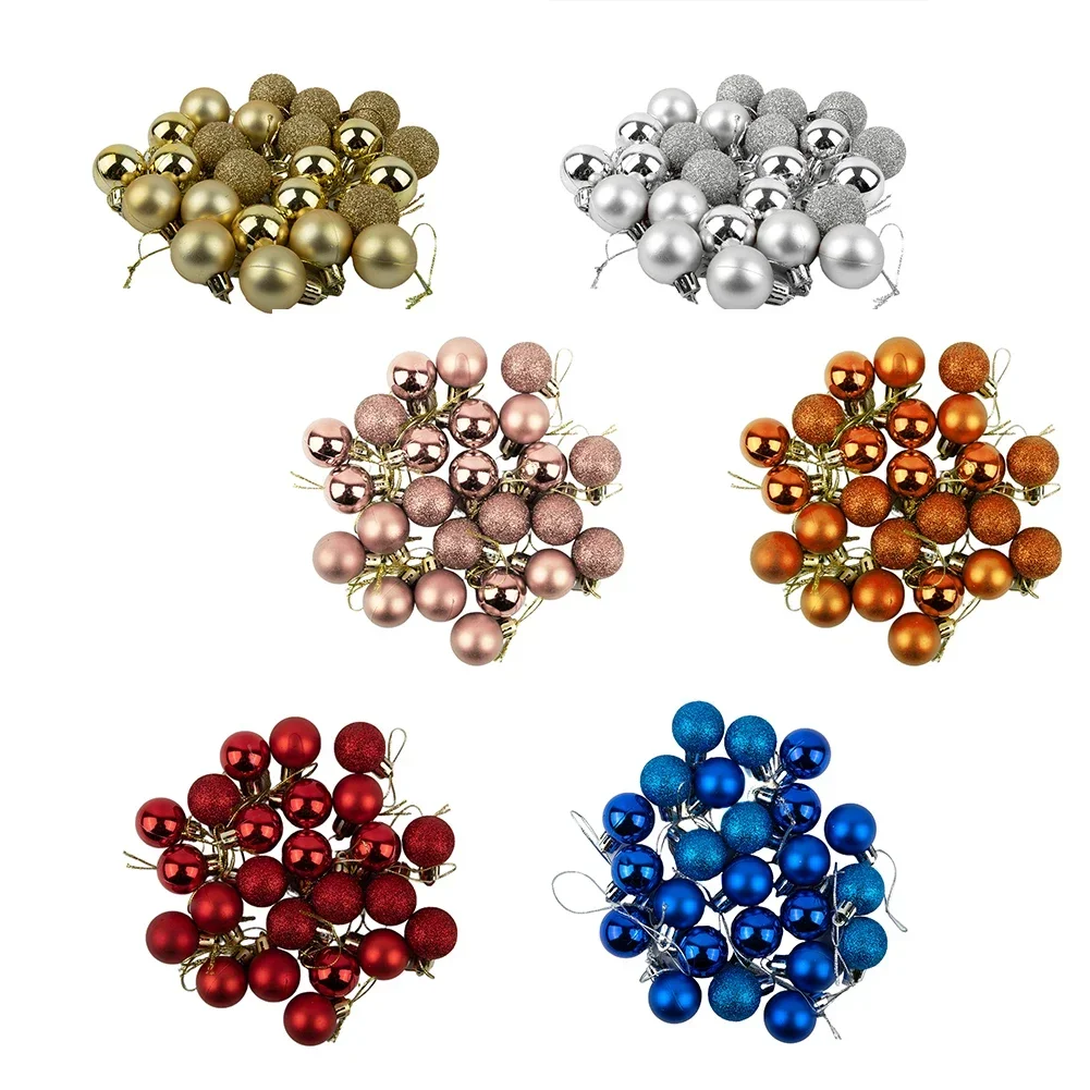 Christmas Ball Decoration 24pcs 30mm Xmas Tree Hanging Pendant Ornament Sparkling Pink Silver Blue silvery Christmas Home Decor