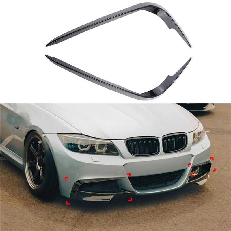 독특한 자동차 밝은 검정색 앞 범퍼 스플리터 스포일러 트림 안개등 카나드 부품 BMW 3 시리즈 E90 E91 LCI M 스포츠 2009-2012