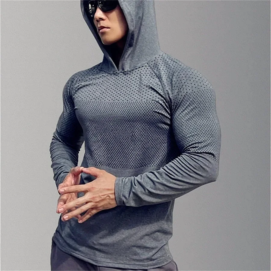 Men Fitness Running Sports Hoodies Gym Joggers Hooded Outdoor Sport Athletic Clothing Male Training Sweatshirt Tops