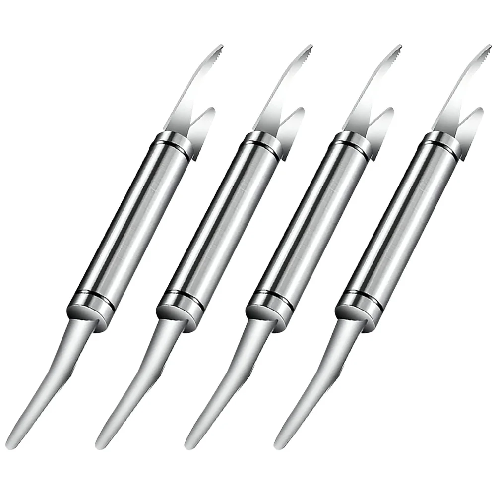 4 Pcs Stainless Steel Shrimp Peeler Shrimp Line Tool Kitchen Supplies Household Fish Scaler Professional Cleaner Seafood