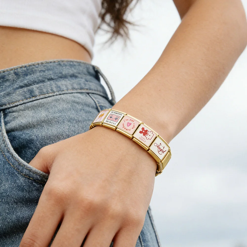 URING 2026 Neue Mode Perfekt Passende Kaffee-Herz-Engel Italienische Gliederkette Passend für 9mm Edelstahl-Armband DIY Charm Schmuckherstellung – Detail 2