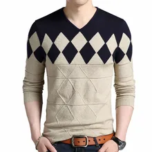 

New Pullovers Wool Men Sweater Autumn Winte Slim Fit Casual Pullovers Men Pattern V-Neck Fashion Solid Sweaters Knitted
