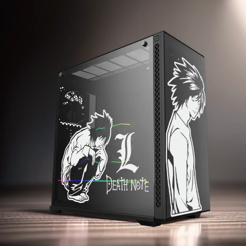 L&middot;Lawliet Anime Stickers for Atx PC Case,Japanese Cartoon Decor Decals for Gaming Computer Chassis Skin,Waterproof
