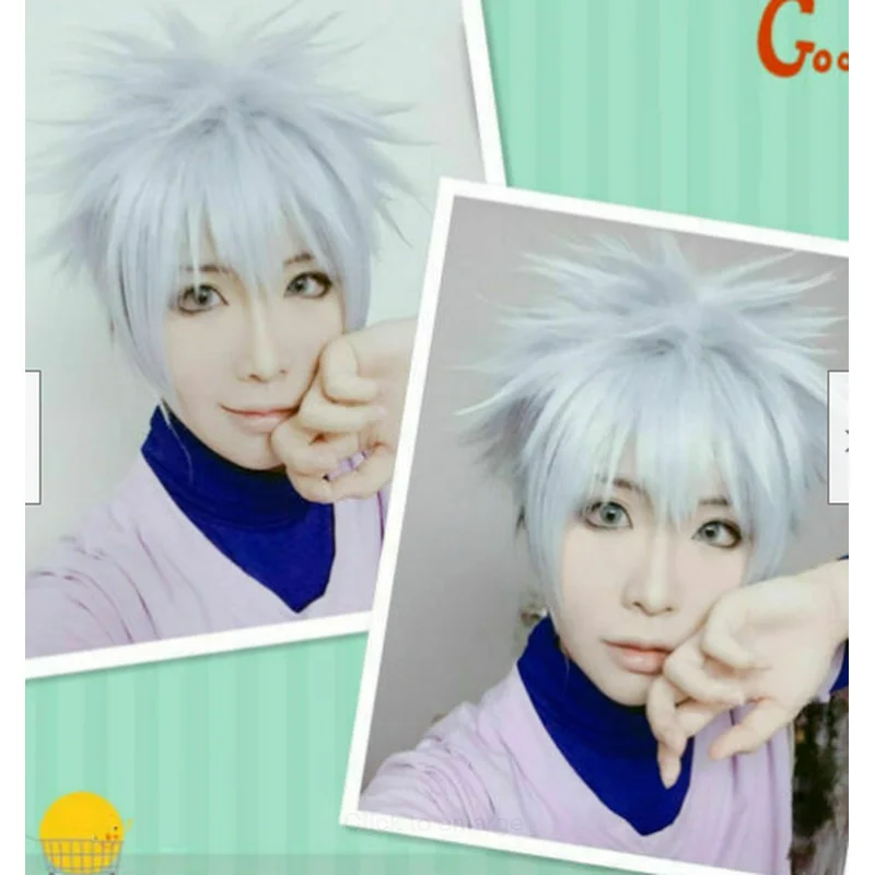 헌터 × 헌터 Killua Zoldy 헤어피스 가발 애니메이션 코스프레 액세서리 짧은 가발