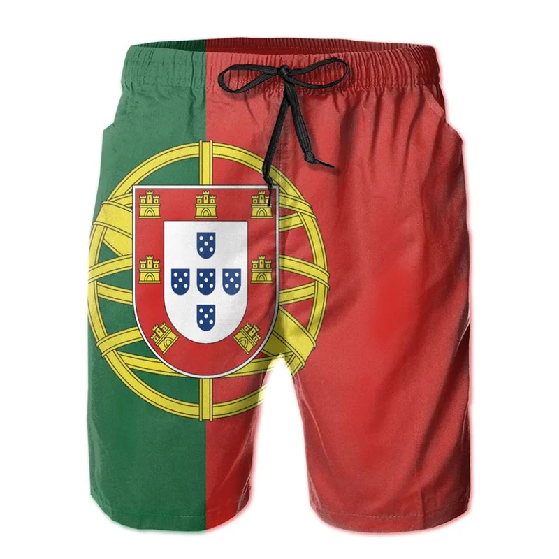 Classic 3d Print Portugal Flag Beach Shorts Men Quick Dry Bathing Suits Loose Surf Board Shorts Popular Sports Swim Trunks 3
