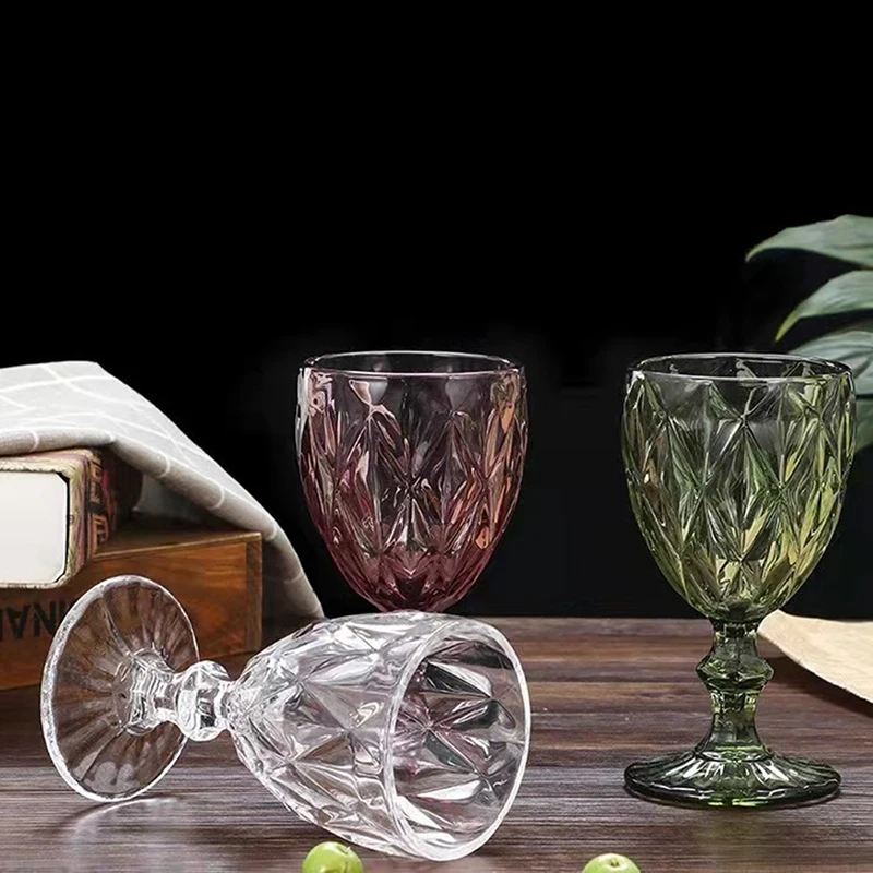 1Pc Plastic Wine Glass Cups Vintage Wine Cup 330ml Embossment Juice Drinking Cups Champagne Goblets