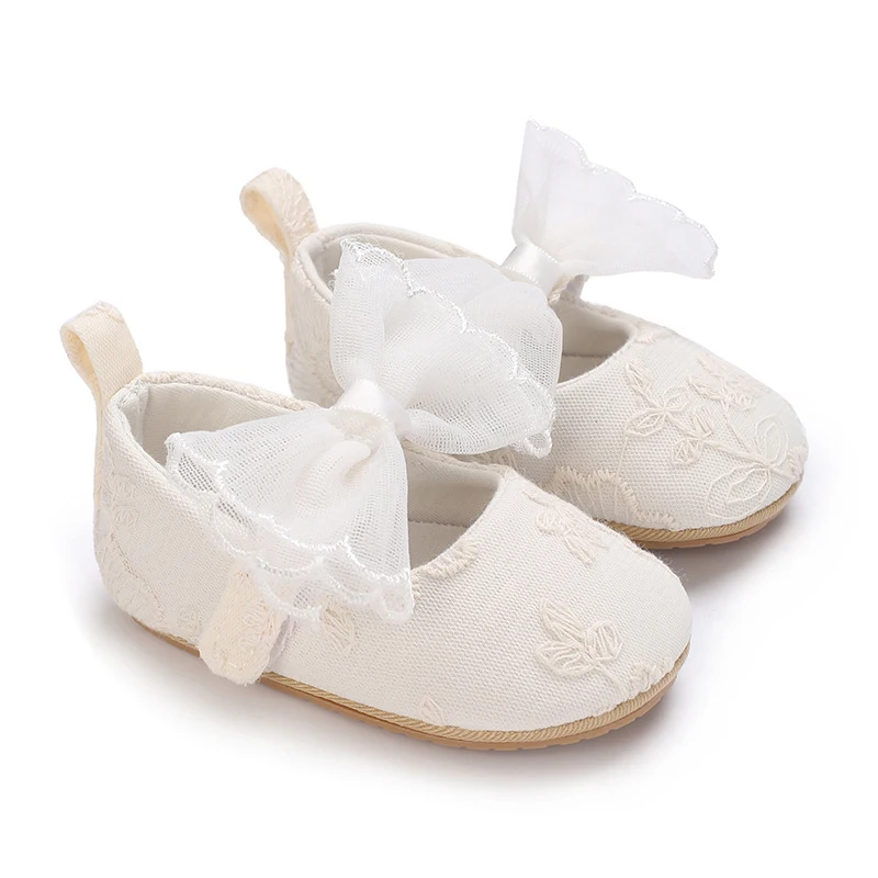 Baby Girl Princess Shoes Toddler Non-slip Flat Soft-sole Cotton Rubber Crib Lovely Butterfly-knot Infant First Walkers