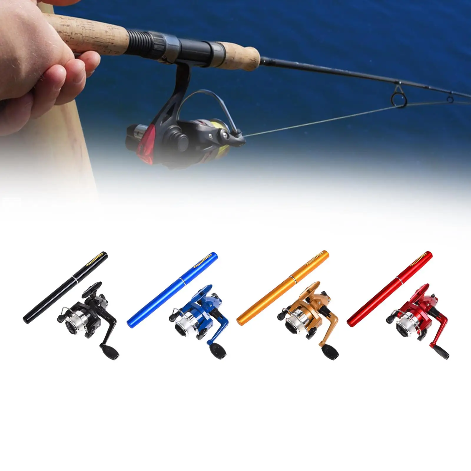 Mini Fishing Rod and Fishing Reel Portable Gear Mini Pen Fishing Pole Telescopic Fishing Rod for Travel Boys