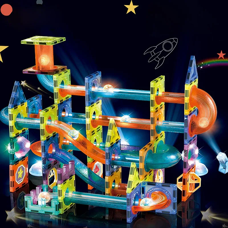 LED Magnetic Blocks Track Building Brick Bead Ball Children Toys Construction Competition Running Pipeline magnetic building blocks,magnetic assembly toy