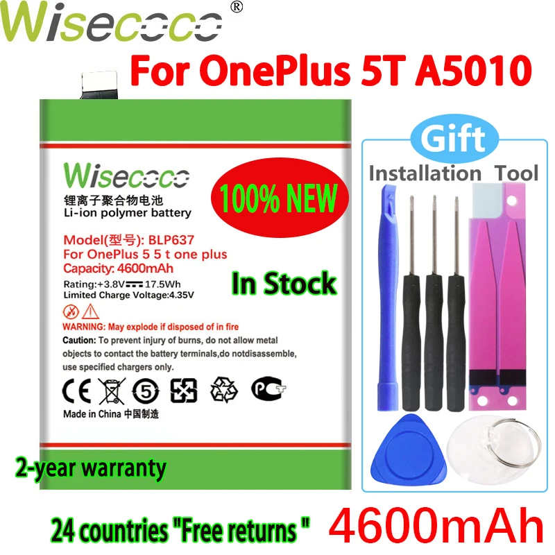 New 100% Original Battery BLP637 For OnePlus 5 5T One Plus 5 5T 3300mAh Genuine Phone Replacement Battery + Tools - 509