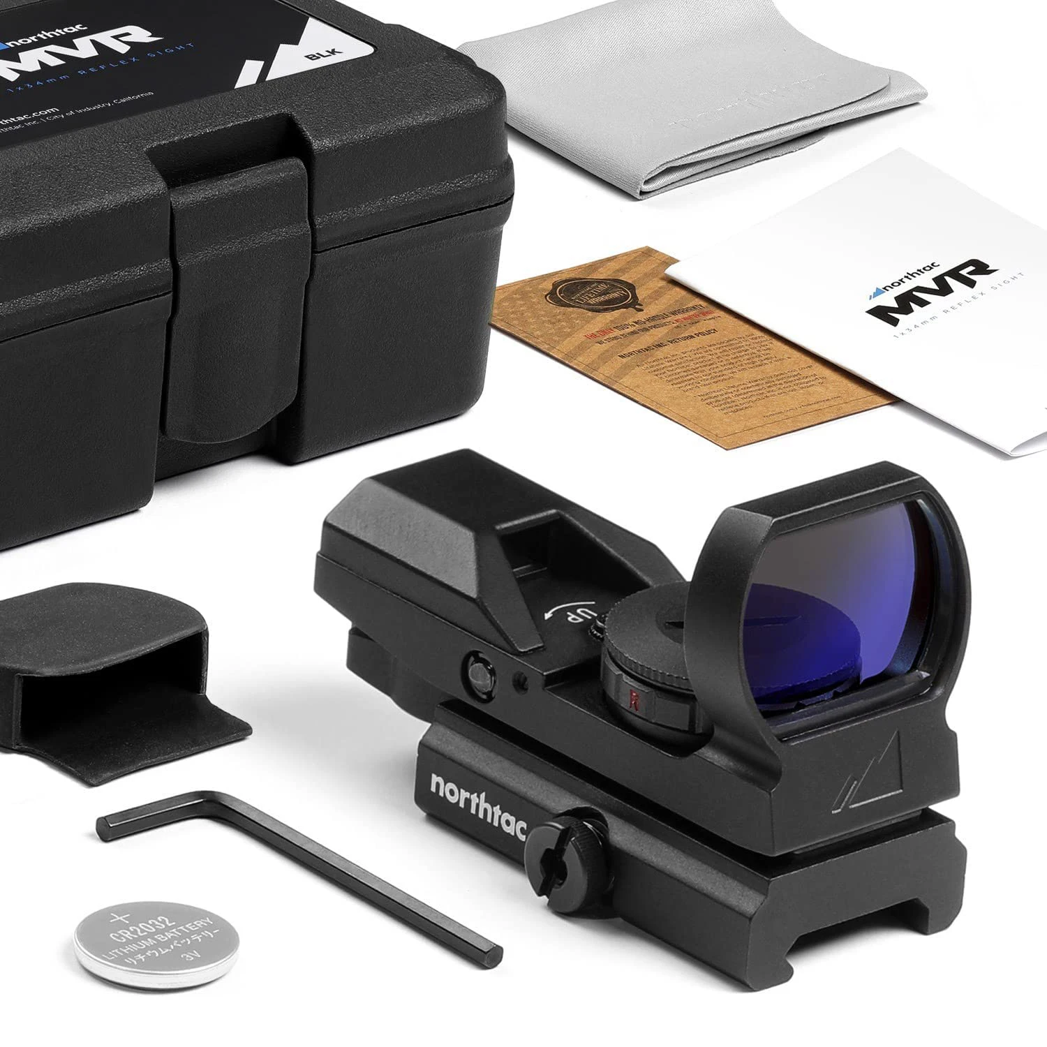 Original Northtac MVR Aluminum Reflex Adjustable 4 Reticle Styles Green / Red Dot Sight Scope Optics w/ Multi-Coated Lens