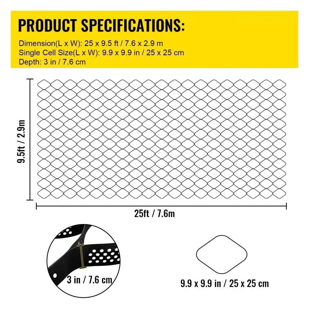 Heavy Duty Ground Stabilization Grid 1885 Lbs Load Capacity 3 Deep Permeable for diy Patio & Beyond