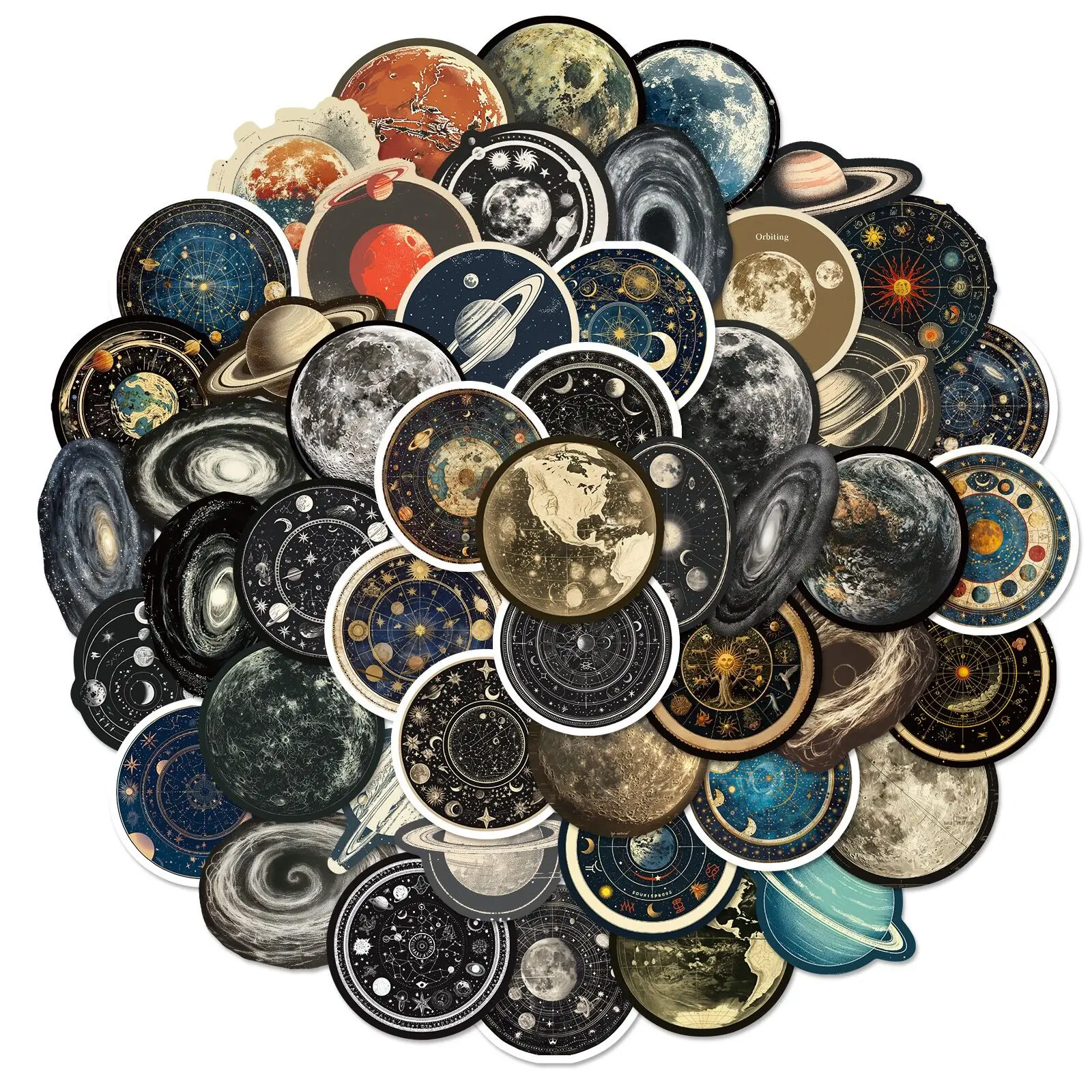 Wisebom 200 Pezzi Astronomia Universo Pianeti Adesivi, Adesivi Vintage Vinile Impermeabile Anime Adesivi Adulti Graffiti Sticker Set per Regalo