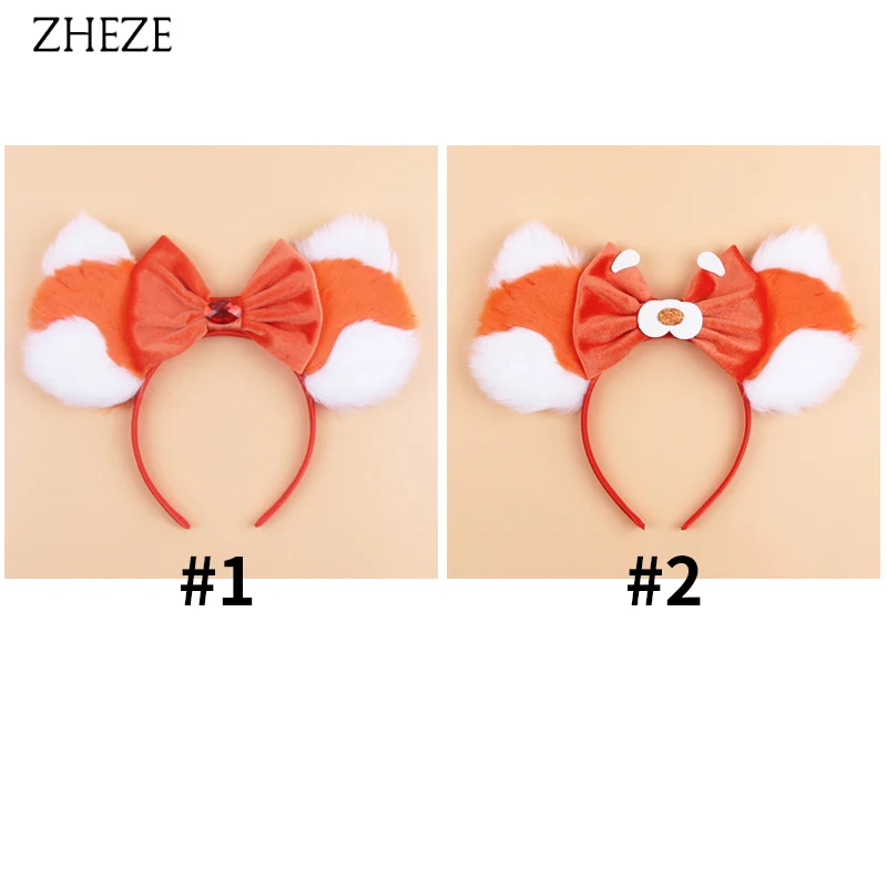 Schickes Design, Plüsch-Mausohren-Stirnband für Mädchen, drehender roter Charakter, Haarband, 12,7 cm, Samtschleife, Party, Cosplay, Haarschmuck – Detail 13