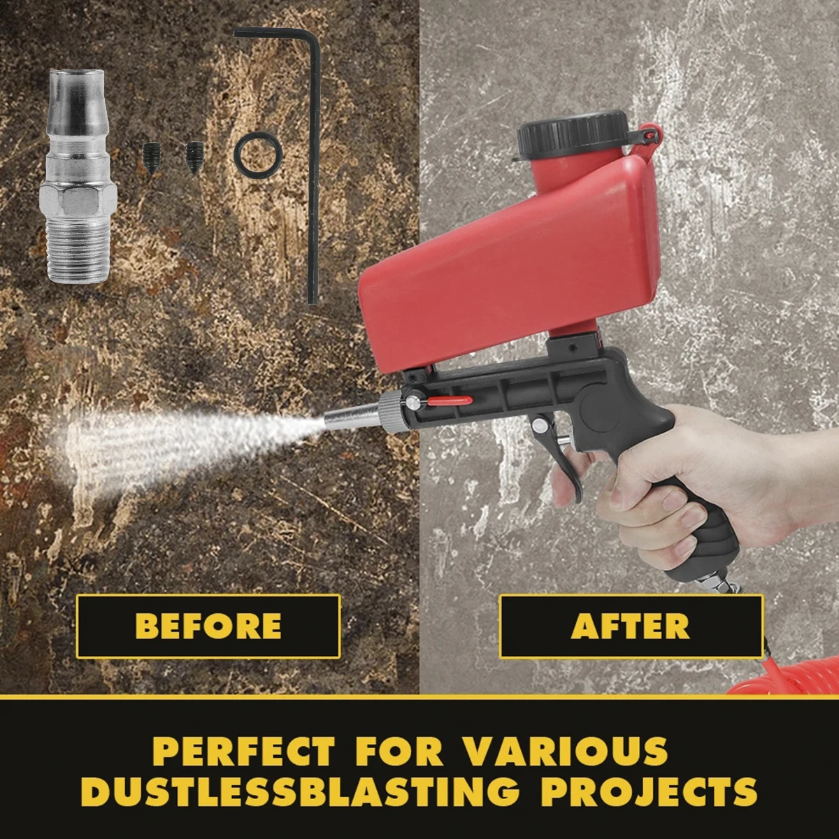 

1/4”Sandblaster Tool 90psi Adjustable Air Sandblasting Tool Handheld Sandblaster Spray Tool Pneumatic Sandblasting Machine for