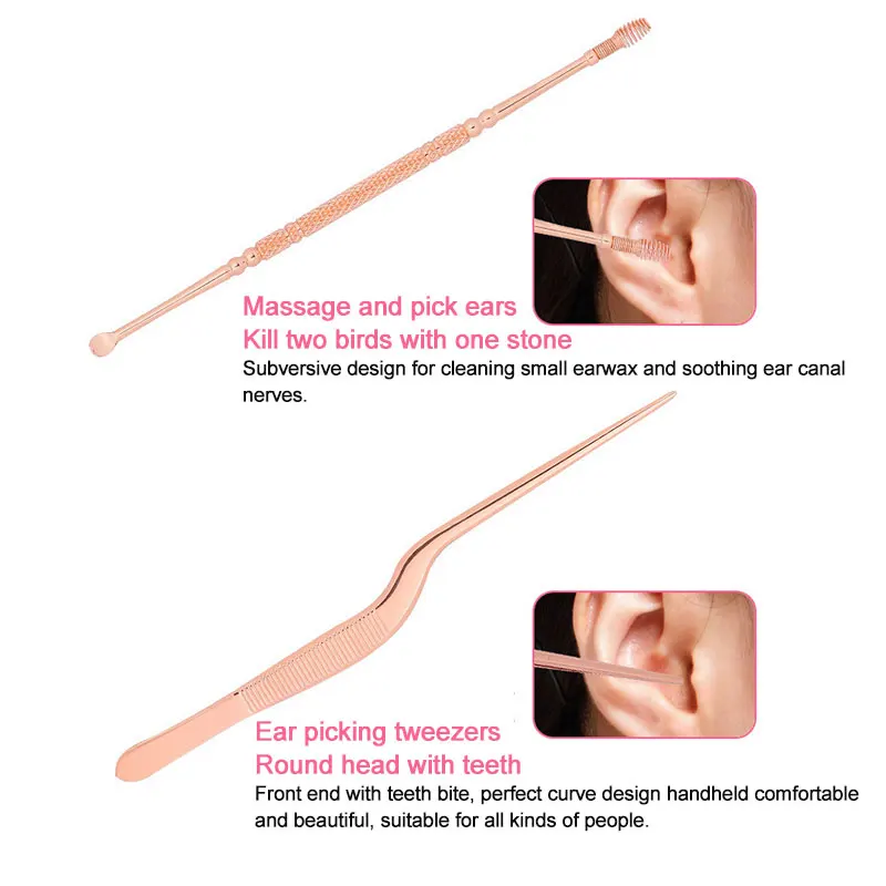 Ear Cleaner Set Earpick Ear Wax Remover Ear Spoon Curette Ear Cleaning Spiral Earpick Earwax Removal Ear Cleaner Kit with Light 4