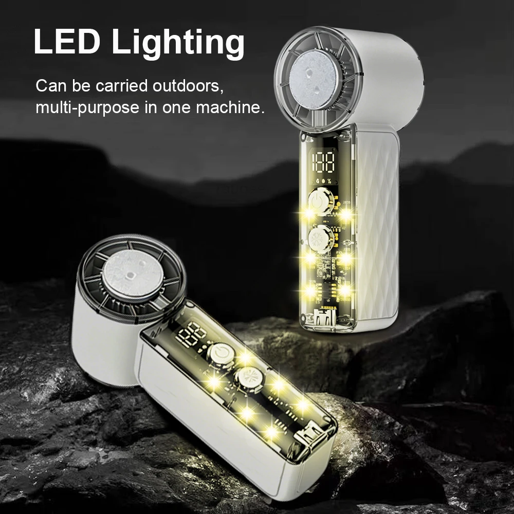 Mini Handheld Portable Refrigeration USB Rechargeable Personal Fans With LED Light 199 Speed For Outdoor Cooling Fan_voghion.com
