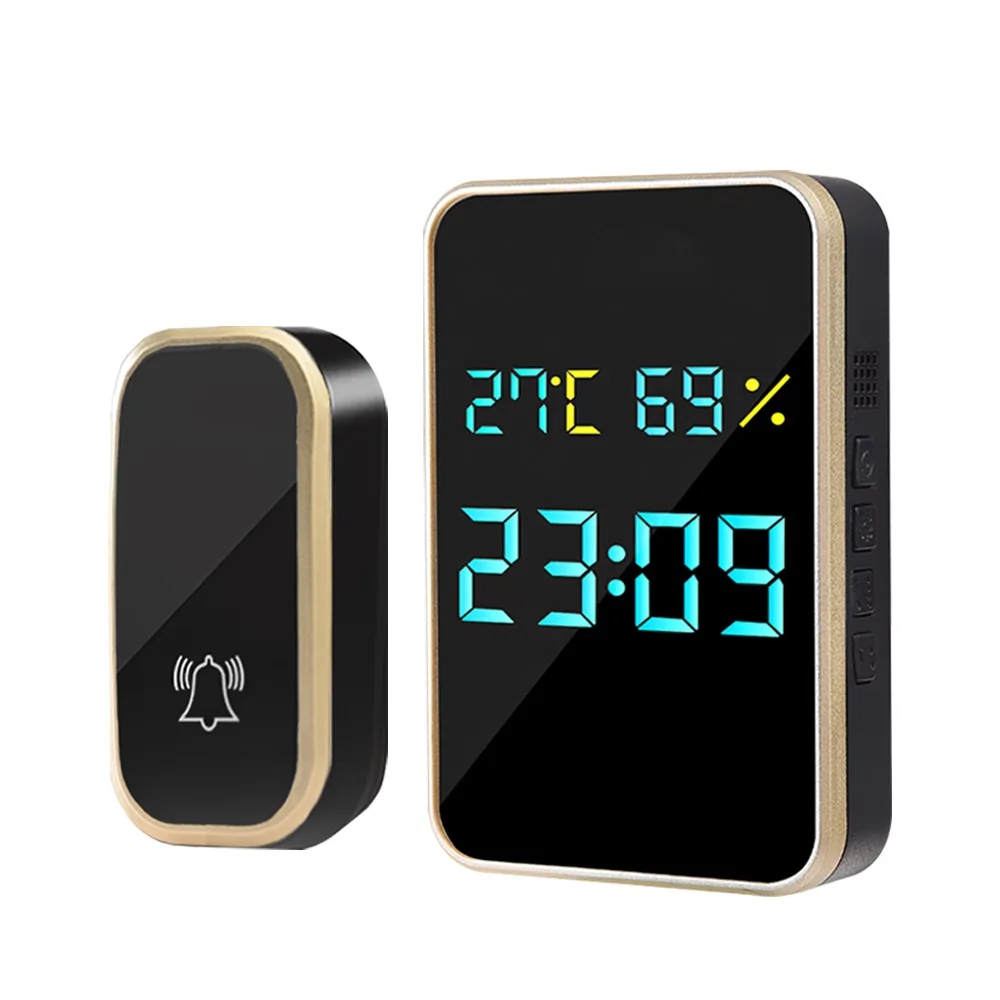 Digital Home Security Welcome Smart Wireless Doorbell Chimes Intelligent Temperature Humidity Time View Self-Powered Door Bell smart intercom system Door Intercom Systems