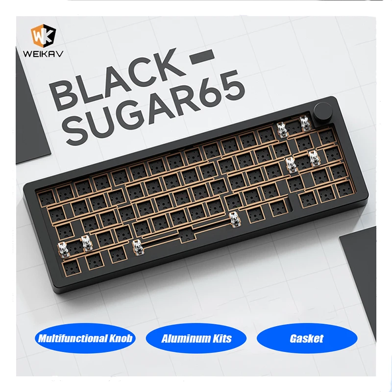 

Weikav Sugar65 Mechanical Keyboard Customization Aluminum Kit Multifunctional Knob Hot Swap Rgb Game Keyboard Boy Christmas Gift