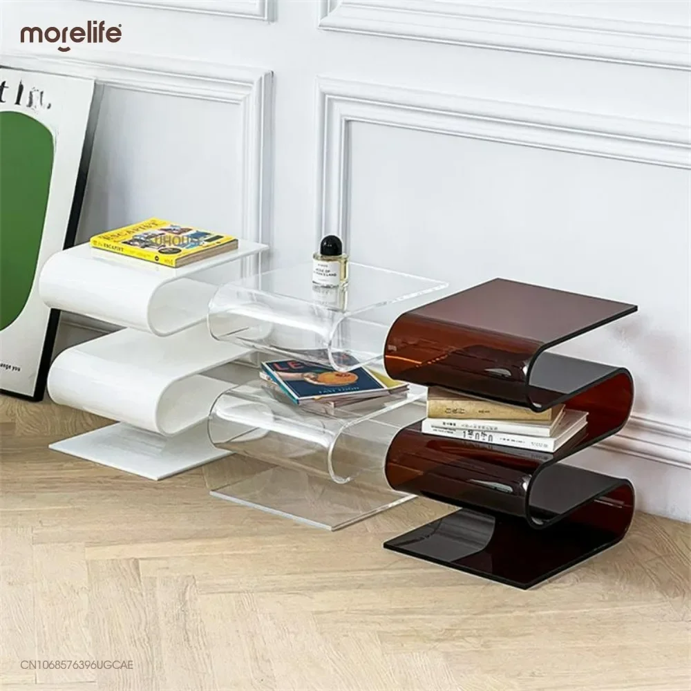 

Nordic Transparent Acrylic Personality Side Table Creative Living Room Furniture Home Decor Minimalist Bookshlf Magazine Rack