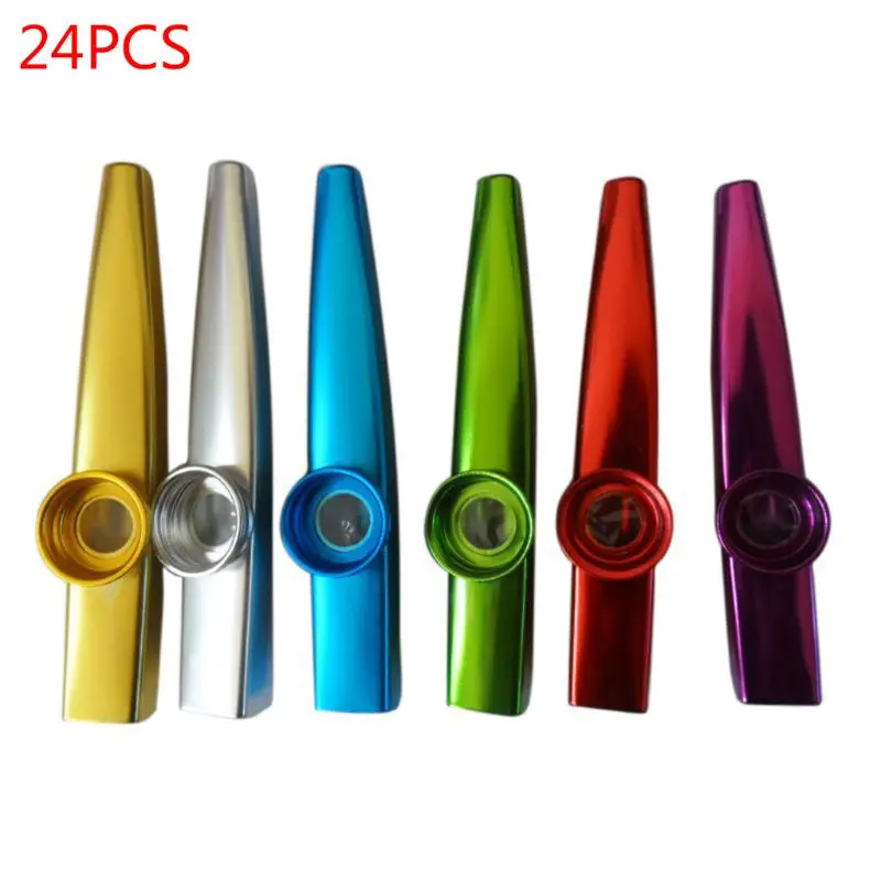 Metal Kazoos 24 Pcieces Multicolor Aluminum Alloy Small Musical Instruments No Sharp Edges Easy to Carry