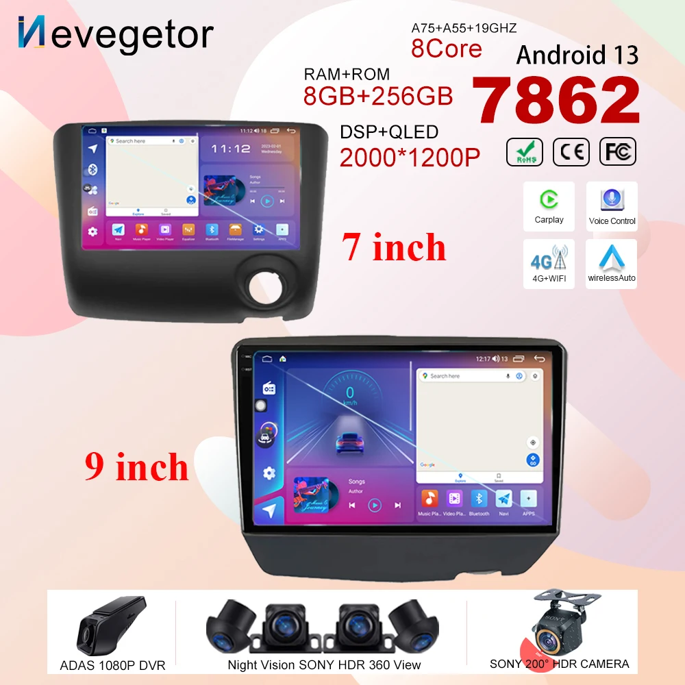 

Автомобильный Android 13 для Toyota Vitz XP10 Yaris Platz Echo 1999-2005, автомобильное радио, мультимедийный плеер, 5G wifi BT GPS-навигация, экран HDR