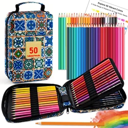 Professional Watercolor Pencils Set - Vibrant Blending for Wet or Dry Techniques - Perfect for Artistic Creations and Coloring (50 Watercolor)
