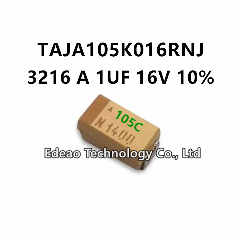 

10 шт./лот новый A-тип 3216A/1206 1UF 16V ± 10% маркировка: 105c TAJA105K016RNJ SMD Танталовый конденсатор