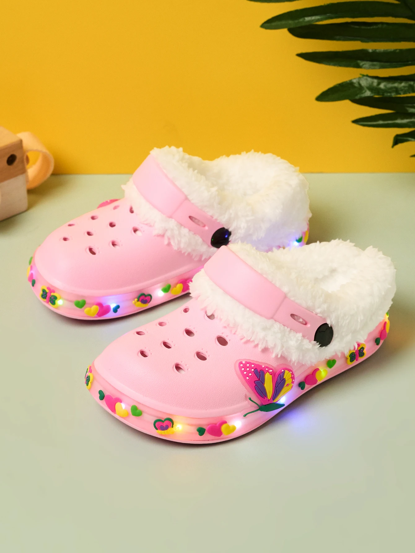Autumn and winter boys girls home shoes with plush holes eva house slippers