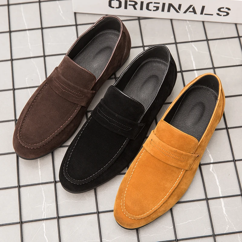 Spring Casual Suede Men Shoes New Fashion Slip on Loafers Male Leather Comfortable Flat Shoes Moccasins Classic Driving Shoes 1