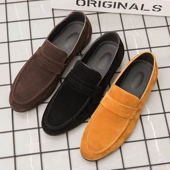 Spring Casual Suede Men Shoes New Fashion Slip on Loafers Male Leather Comfortable Flat Shoes Moccasins Classic Driving Shoes 1