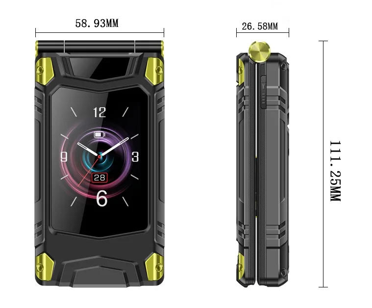 Yeemi M7 Durable Outdoor Phone GSM 2G Two Large Screens MP3 MP4 Dual SIM Large Button SOS Quick Dialing High Sound Phone