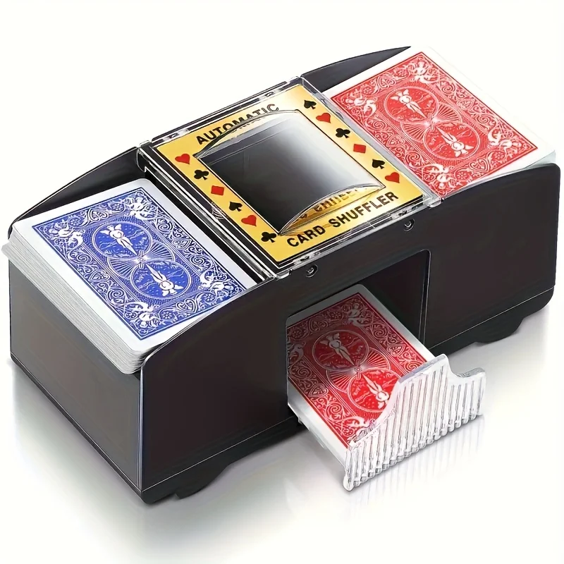 Automatic Card Shuffler For 1-2 Decks Electric Poker Shuffler Battery Powered Portable For Home & Parties