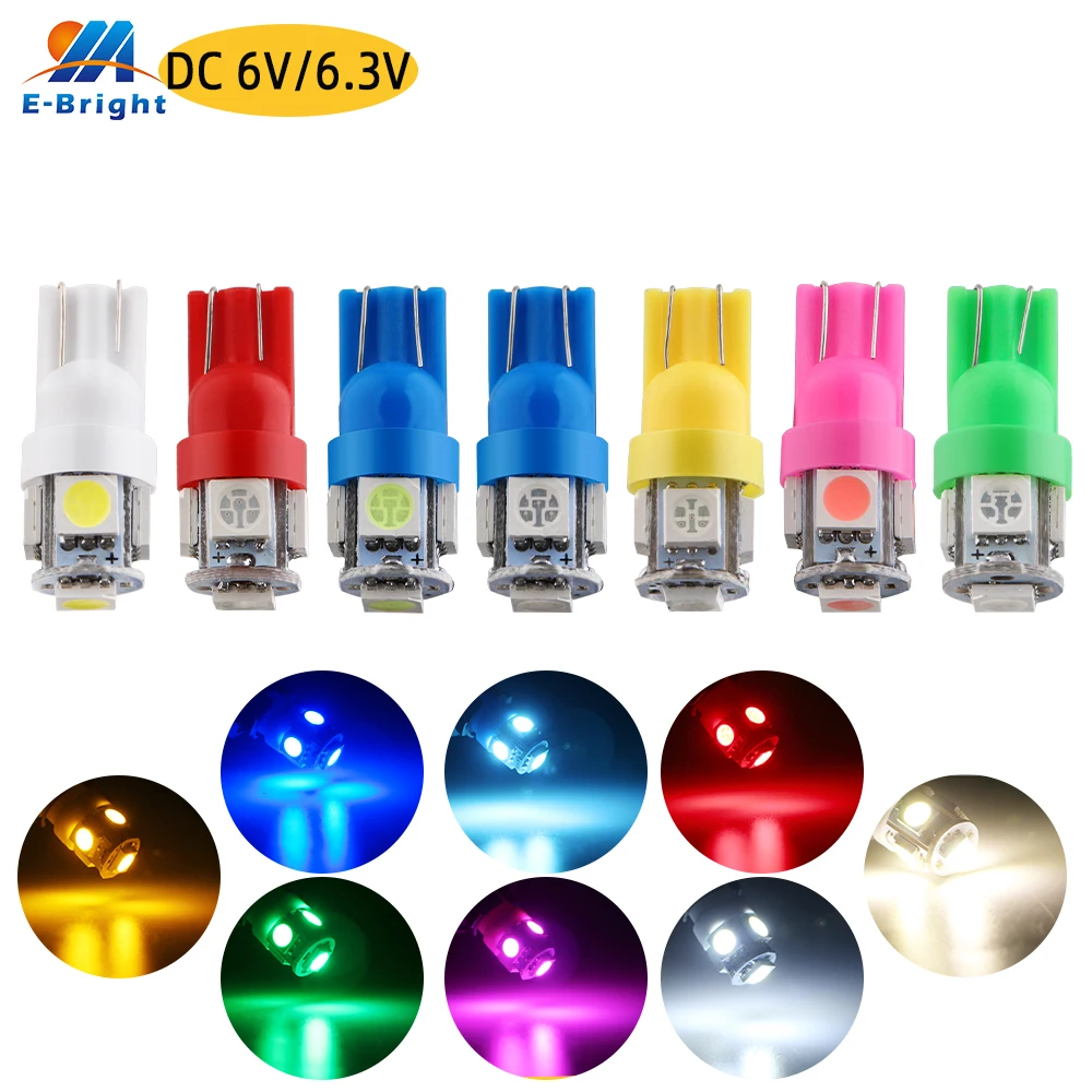 100 шт. DC 6 В 3 W5W 5050 5 SMD светодиодный лампы 194 168 Автомобильная батарея для пинбола