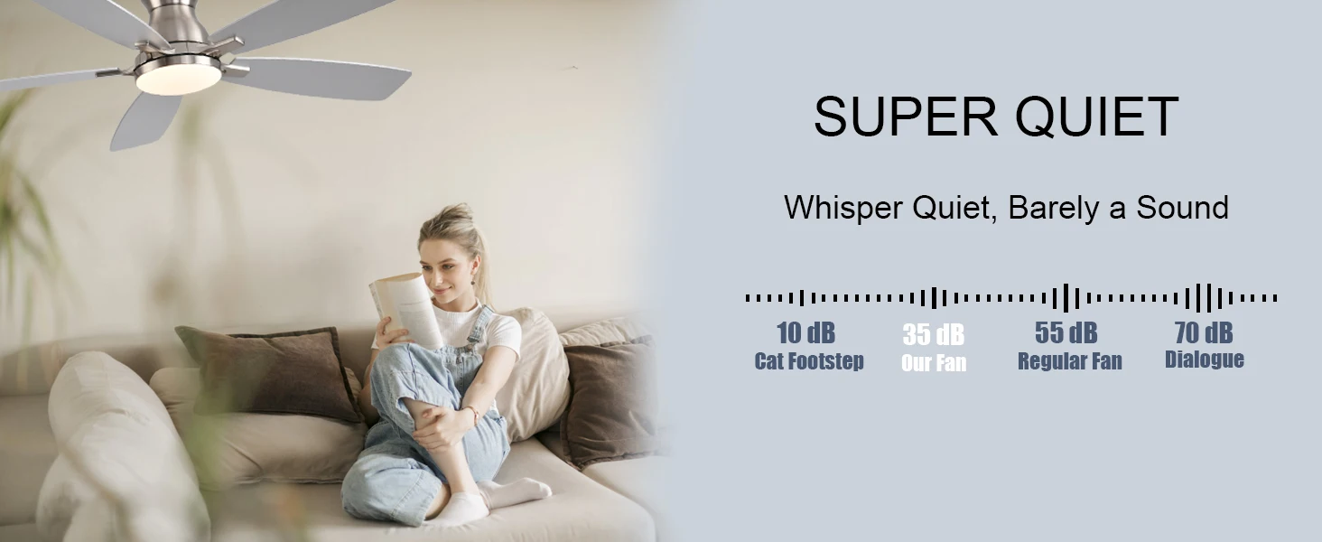  noiseless ceiling fans with light and remote 