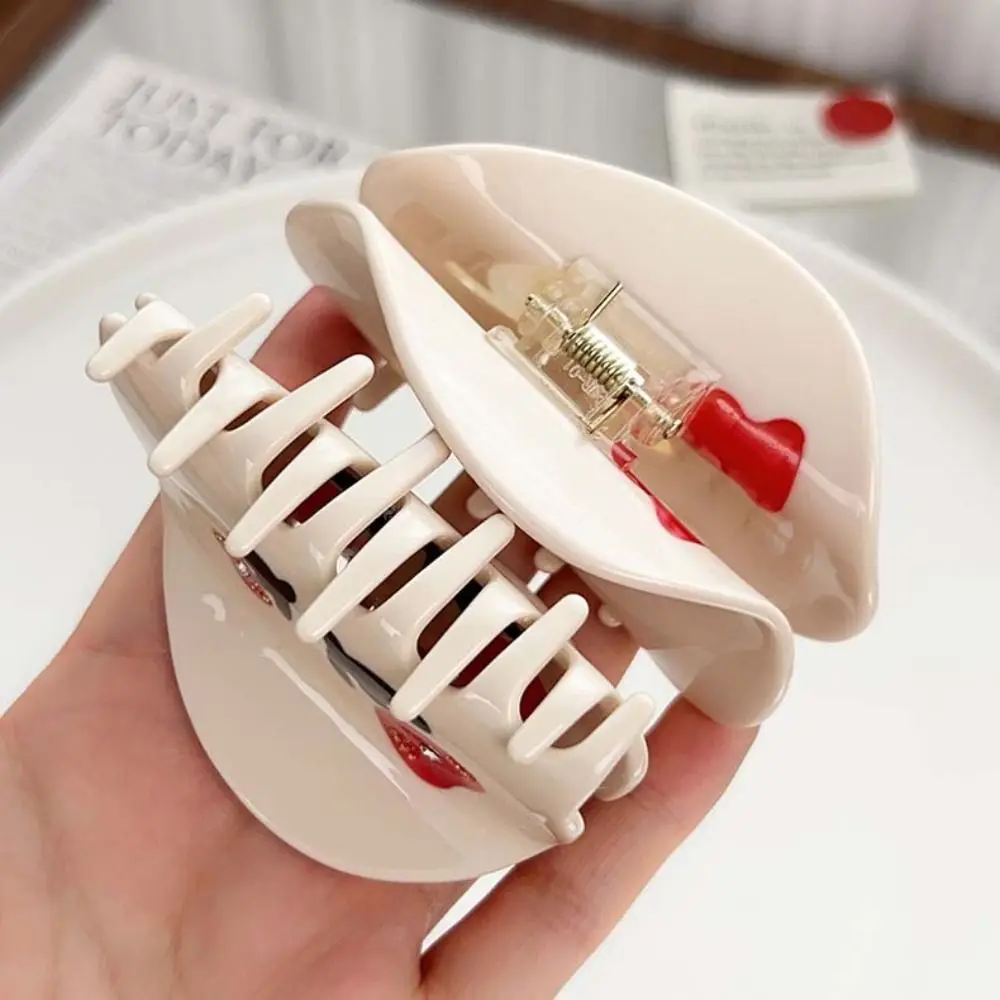 Sweet Rhinestone Rose Flower Hair Claw Hairpin Barrette Acetic Acid Shark Clip Headwear Geometry Back Head Hair Grab Summer