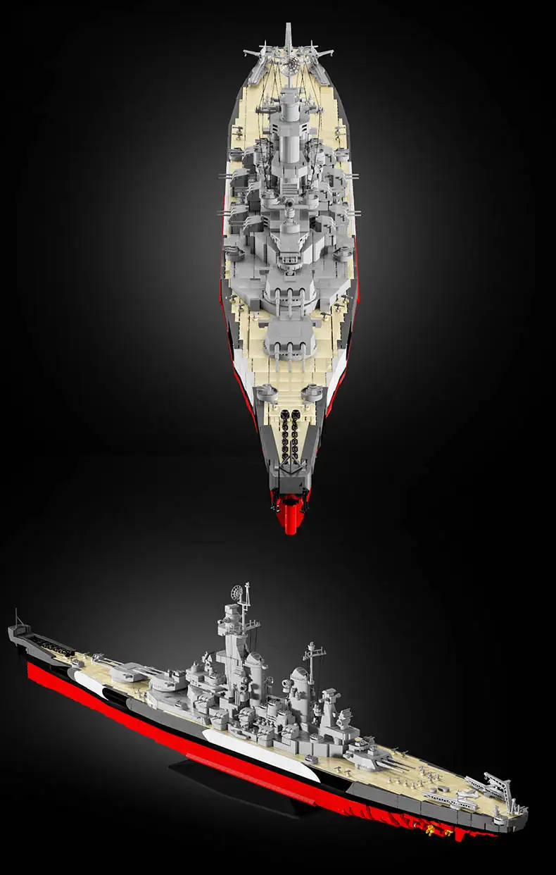WW2 1:300 USS Missouri Schlachtschiff Bausteine Militärisches Kriegsschiff-Modell Desktop-Ornamente Montage-Schiffsbausteine Spielzeug Geschenke für Erwachsene – Detail 8