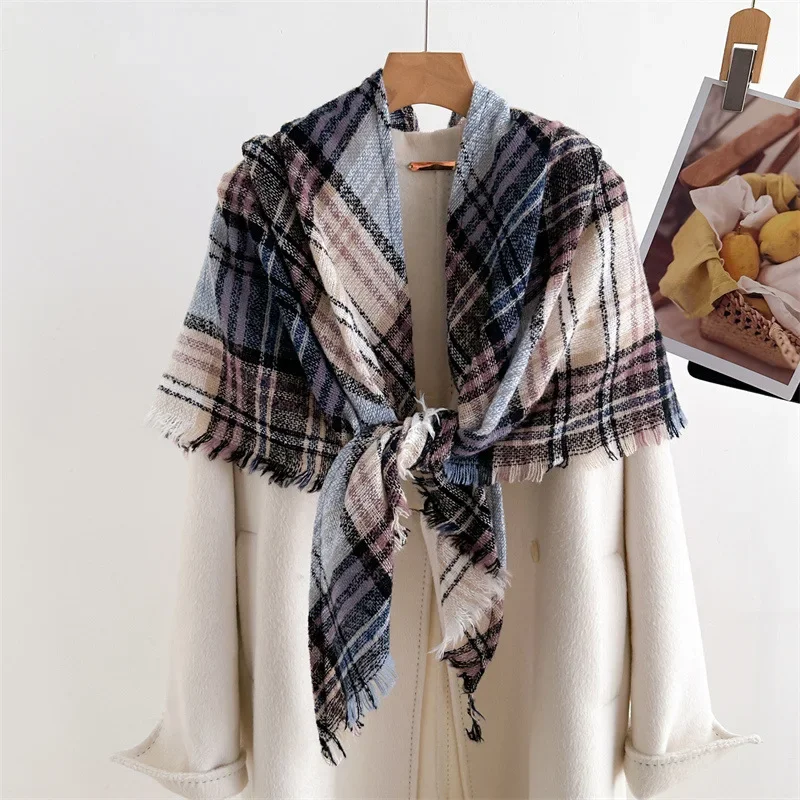 Europe United Vintage Shawl Autumn Winter Warm Triangular Scarf Fashion Tassel Scarves Men Women Neckerchief Unisex Long Wraps