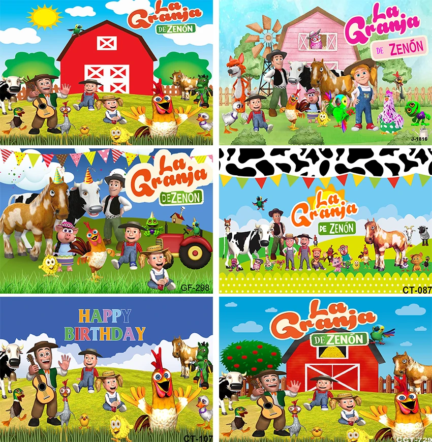 Custom Green Grass Farm Photo Background Photo Booth Vinyl La Granja De Zenon Photo Studio Kids 1St Birthday Background Banner