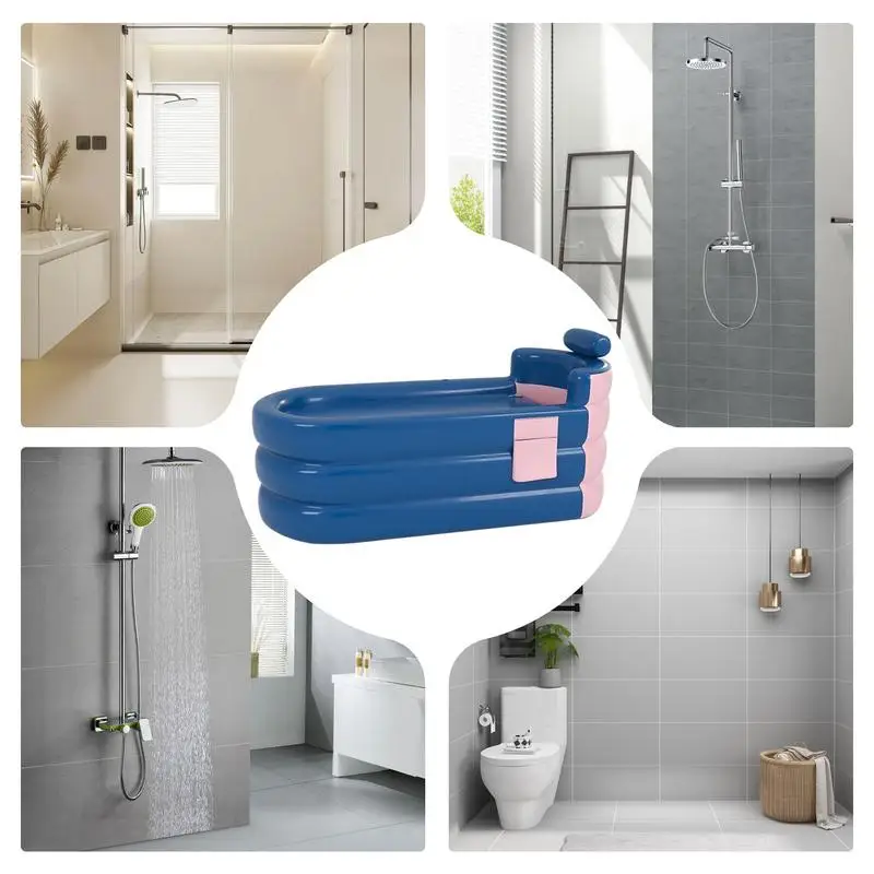 Inflatable Tub Foldable Family Bathroom SPA Tub Portable Ice Pod Cold Soaking Bathing With Headrest Lumbar Support Side