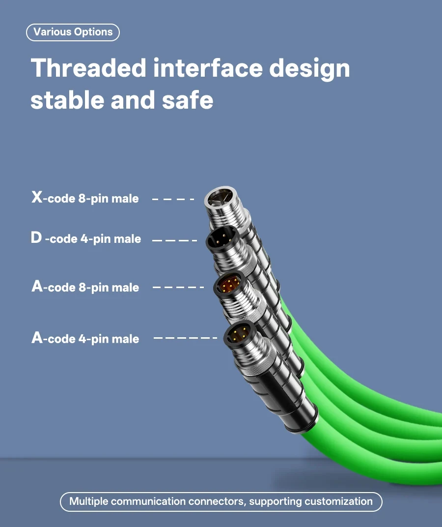 RJ45 auf M12 Industrie-Ethernet-Kabelkommunikation CAT6a Profinet S/FTP 4P/26AWG 4 Paar gedrehte geflochtene Abschirmung für Schleppkette – Detail 3