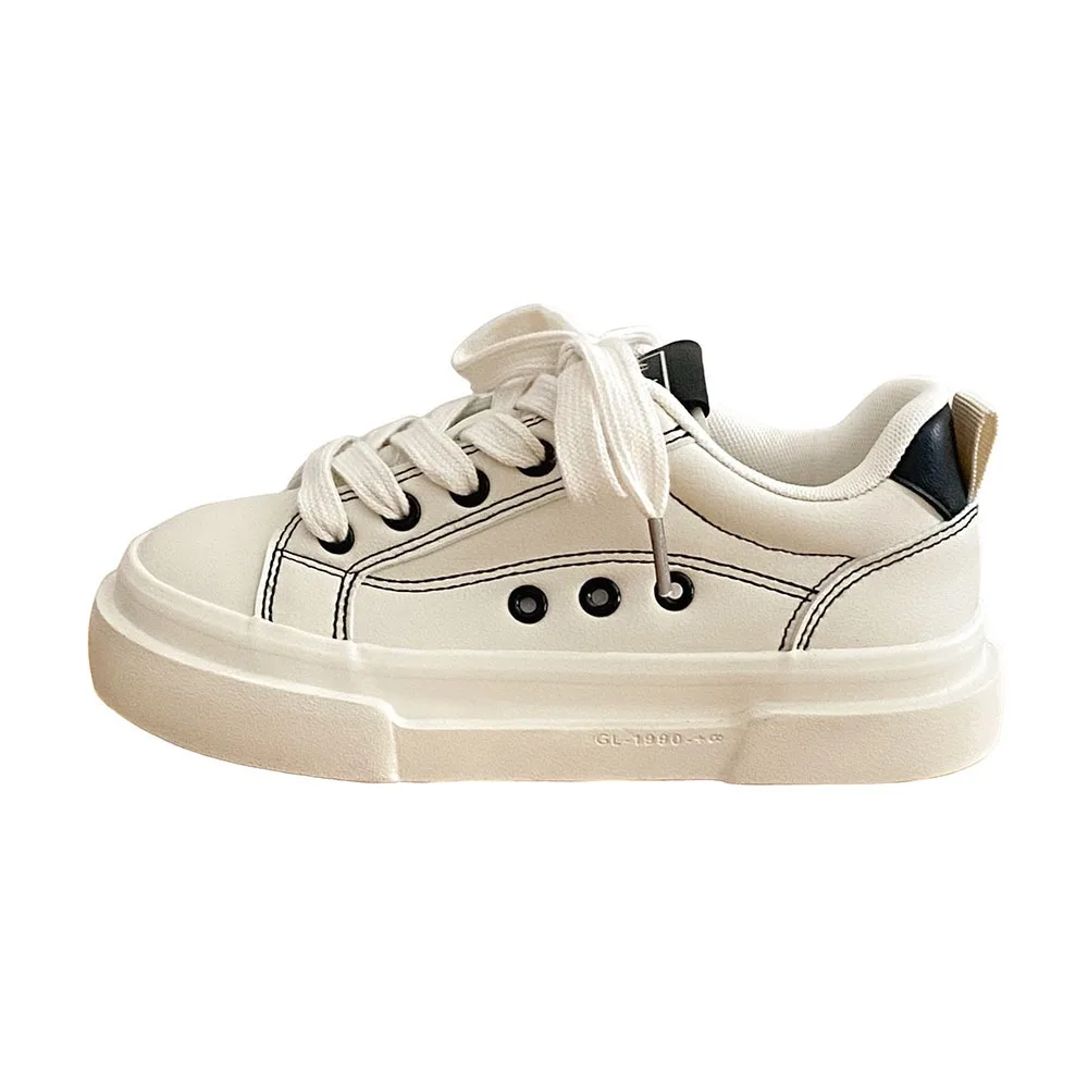 Thick Soled Heels Comfortable Women's Shoes Fashionable New Casual Flat Shoes Lightweight Sports Women Casual Board Shoes 24-217