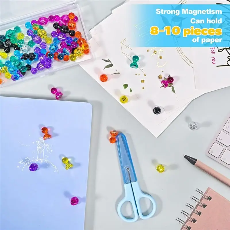 A29F-80PCS 강력한 냉장고 자석, 다채로운 푸시핀 자석 화이트보드 자석 냉장고 자석, 작은 자석(8가지 색상)