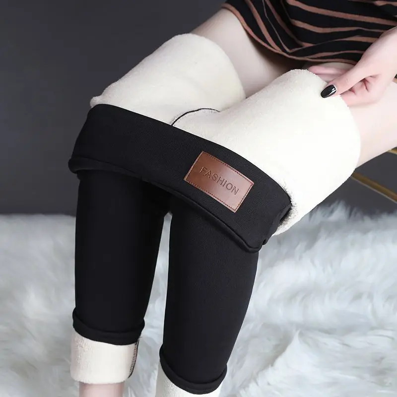Open Crotch Outdoor Sex Women's Winter Leggings Slimming Velvet Thermal Pants Tight Leggings Skinny Fleece Thick Warm Trousers