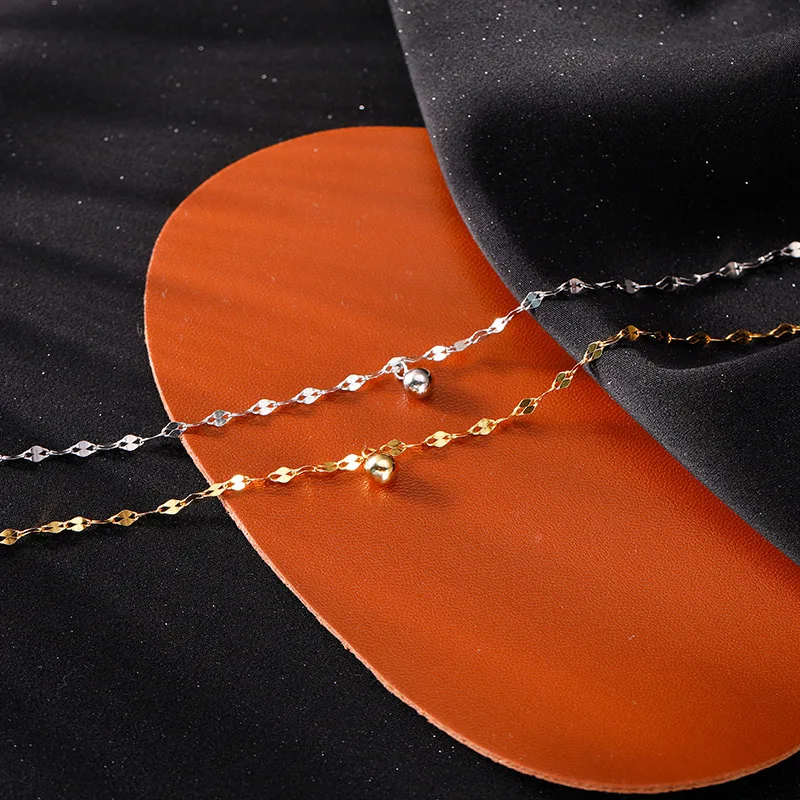 925 Sterling Silver Round Bead Feet Chain Simple and Fashionable Feet Chain Sparkling Summer Jewelry anklet bracelets silver anklets ankle chain
