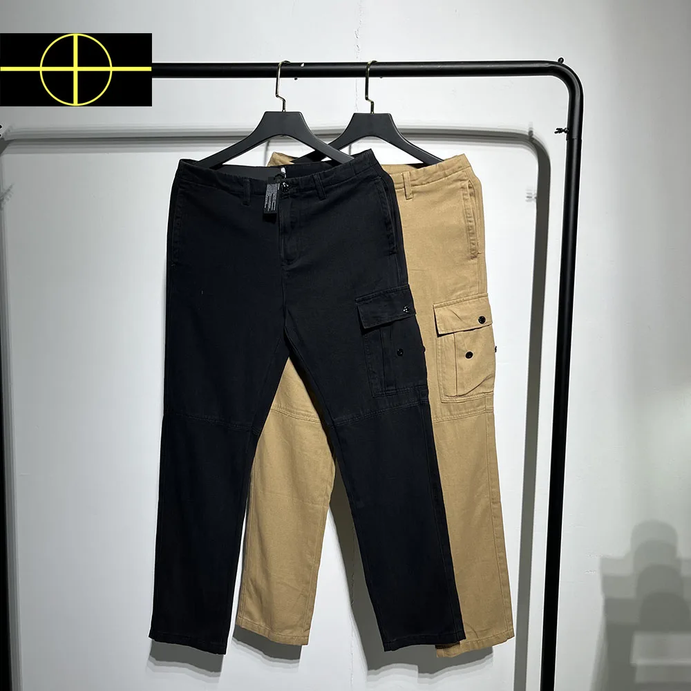 

Side Patch Embroidery Casual Pants Men Women Cotton Cargo Pants Men Badge Straight Trousers