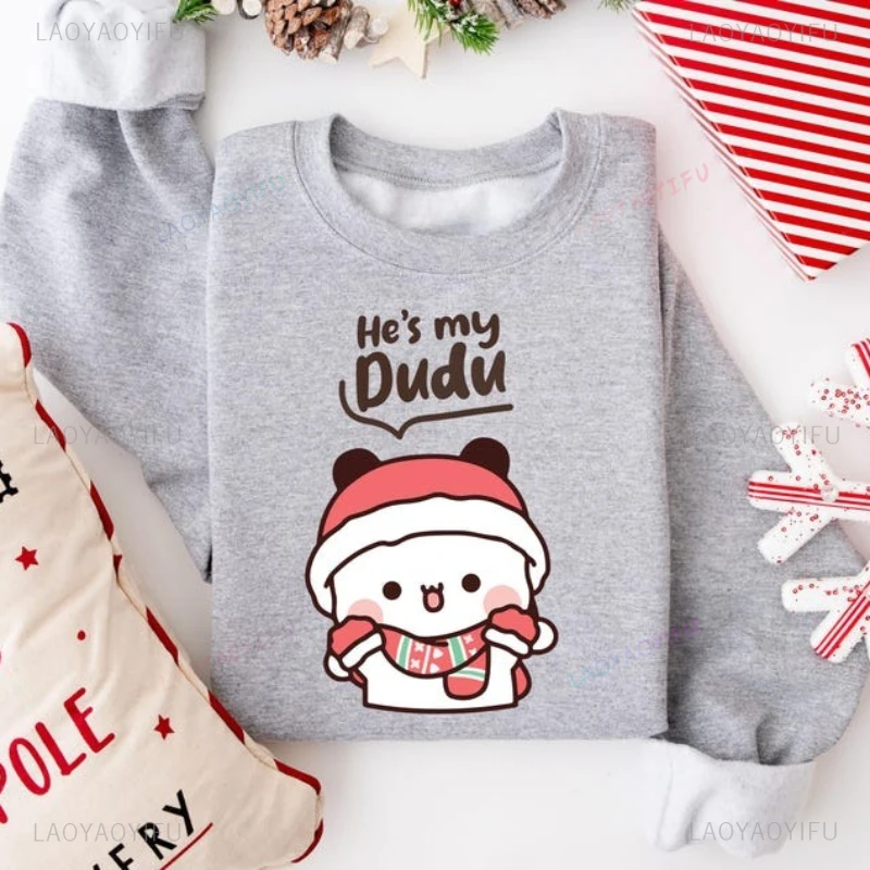 Bubu Dudu Christmas Couple Sweatshirt | Matching Holiday Sweater Gift Crew Neck Long Sleeve Fashion Comfortable Thermal Hoodie