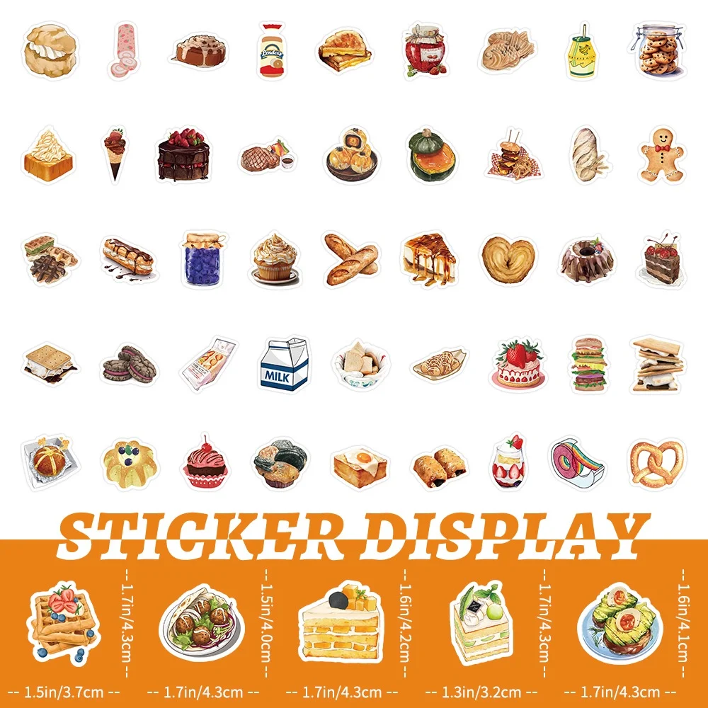 100PCS realistische Süßigkeiten Getränke Desserts Brot Snack Packs Graffiti Aufkleber für Helm Fahrrad Hand Konto Federmäppchen Aufkleber – Detail 4